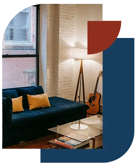Tidy apartment living room after an apartment cleaning in New Orleans