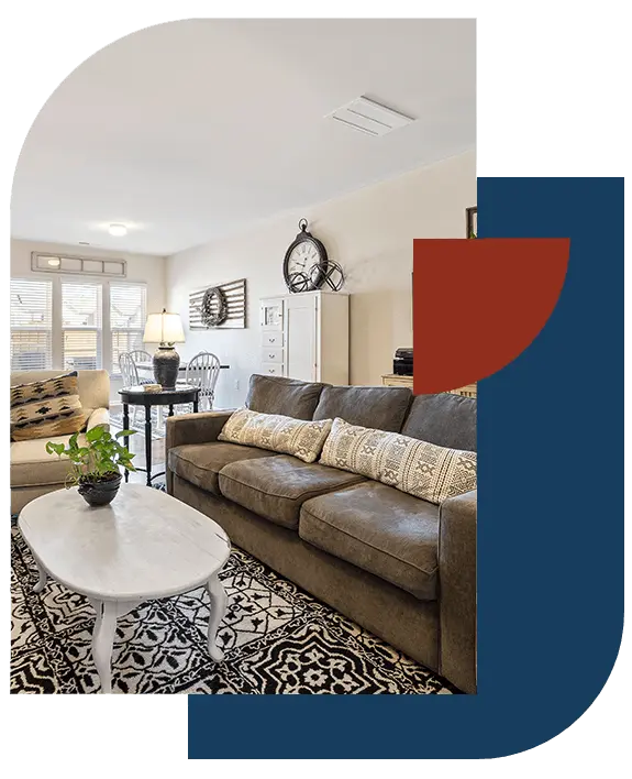 Tidy living room after a weekly house cleaning in New Orleans