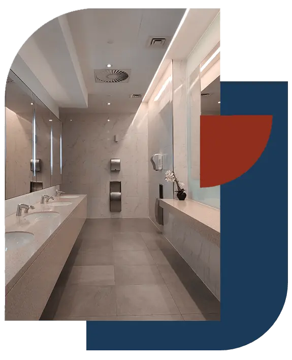 Clean commercial restroom maintained by janitorial services in New Orleans